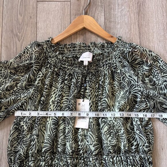 NWT Cinq a Sept Janelle Dress Long Sleeve Ruffles Meadow and Black Womens 2 Boho - Picture 8 of 12